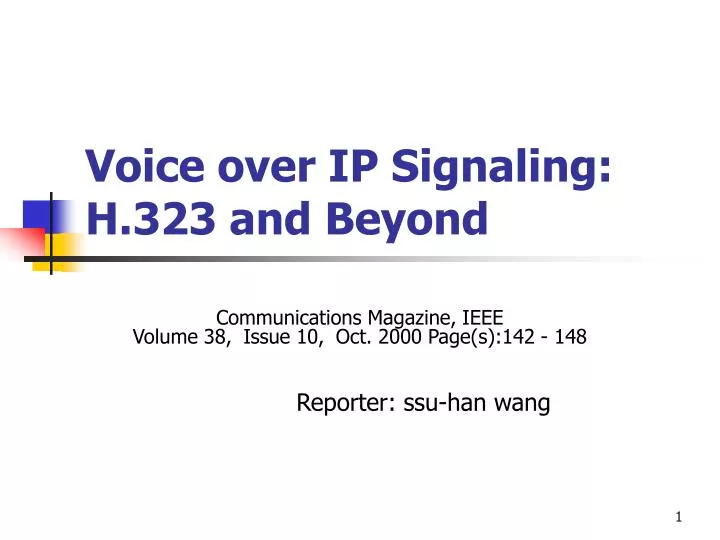 voice over ip signaling h 323 and beyond