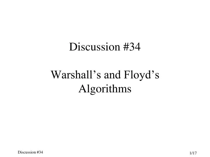 discussion 34 warshall s and floyd s algorithms