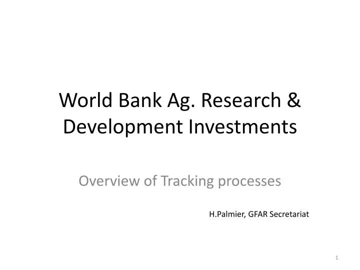 world bank ag research development investments