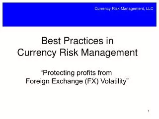 Best Practices in Currency Risk Management