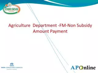 Agriculture Department -FM-Non Subsidy Amount Payment