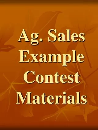 Ag. Sales Example Contest Materials