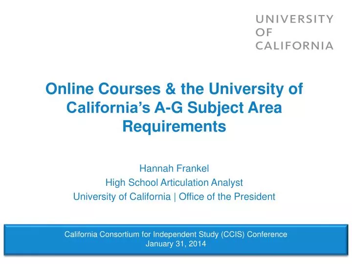 online courses the university of california s a g subject area requirements