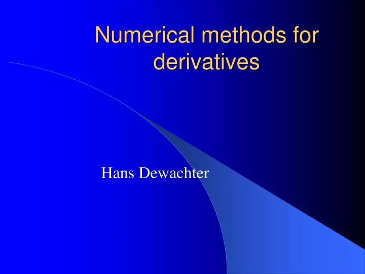 numerical methods for derivatives