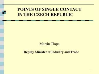 POINTS OF SINGLE CONTACT IN THE CZECH REPUBLIC