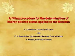 A fitting procedure for the determination of hadron excited states applied to the Nucleon