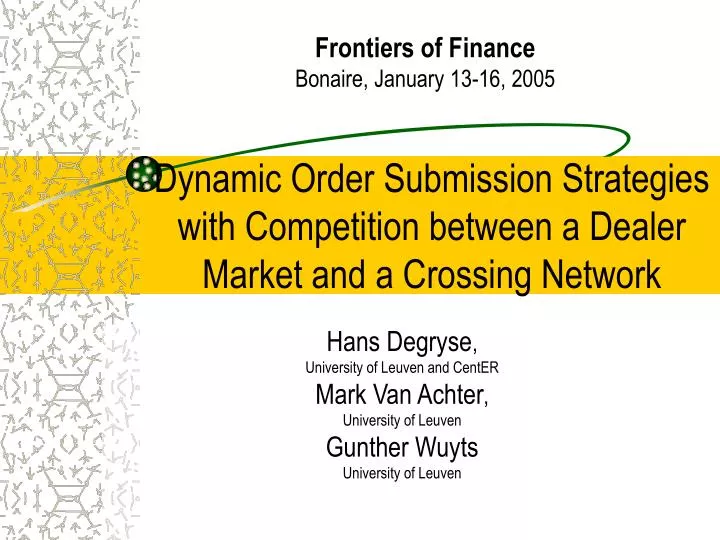 dynamic order submission strategies with competition between a dealer market and a crossing network