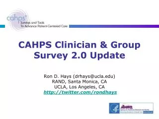 CAHPS Clinician &amp; Group Survey 2.0 Update