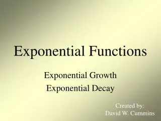 Exponential Functions