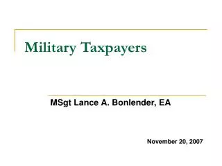 Military Taxpayers
