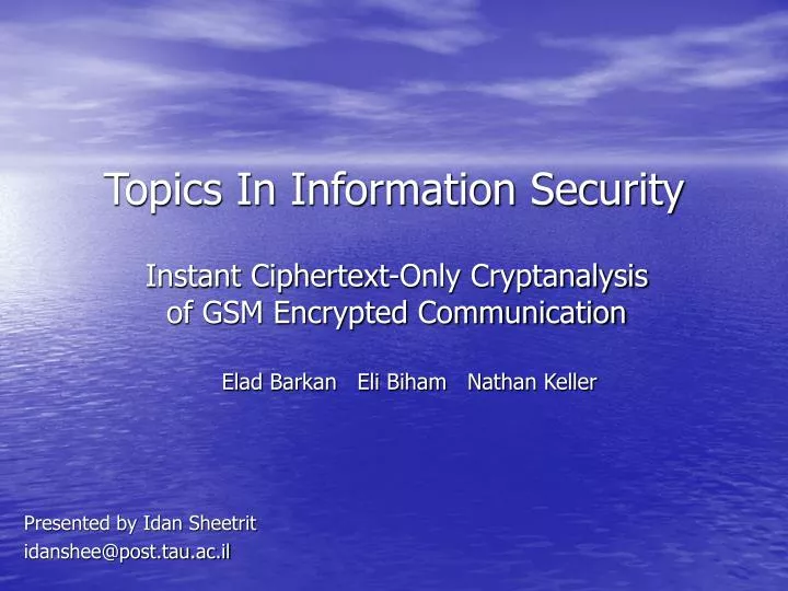 topics in information security