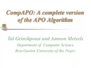 CompAPO : A complete version of the APO Algorithm