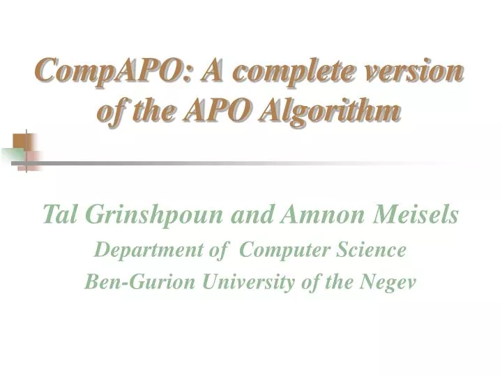 compapo a complete version of the apo algorithm