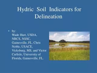 Hydric Soil Indicators for Delineation