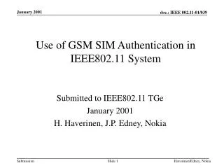 Use of GSM SIM Authentication in IEEE802.11 System
