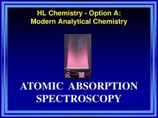 HL Chemistry - Option A: Modern Analytical Chemistry