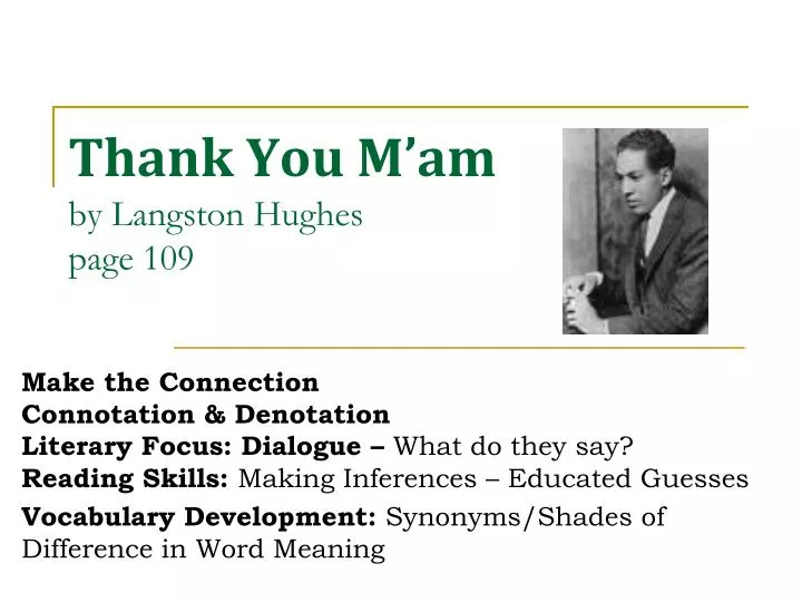 thank you m am by langston hughes page 109