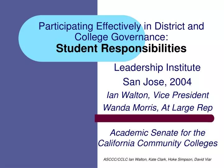 participating effectively in district and college governance student responsibilities