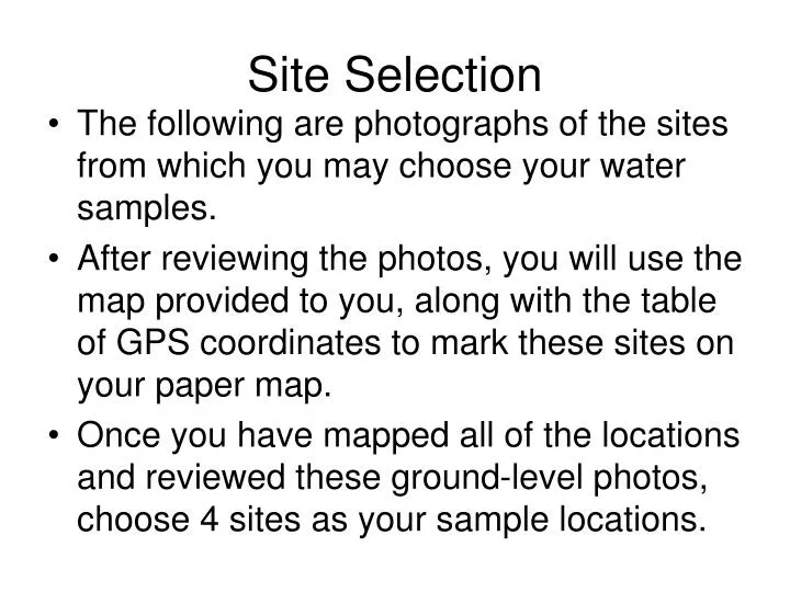 site selection