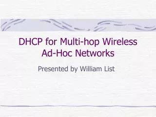 DHCP for Multi-hop Wireless Ad-Hoc Networks