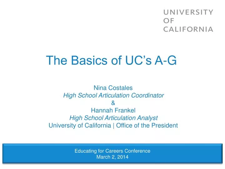 the basics of uc s a g