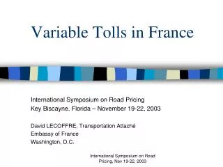Variable Tolls in France