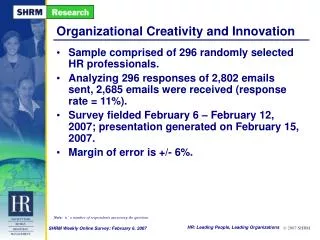 Organizational Creativity and Innovation