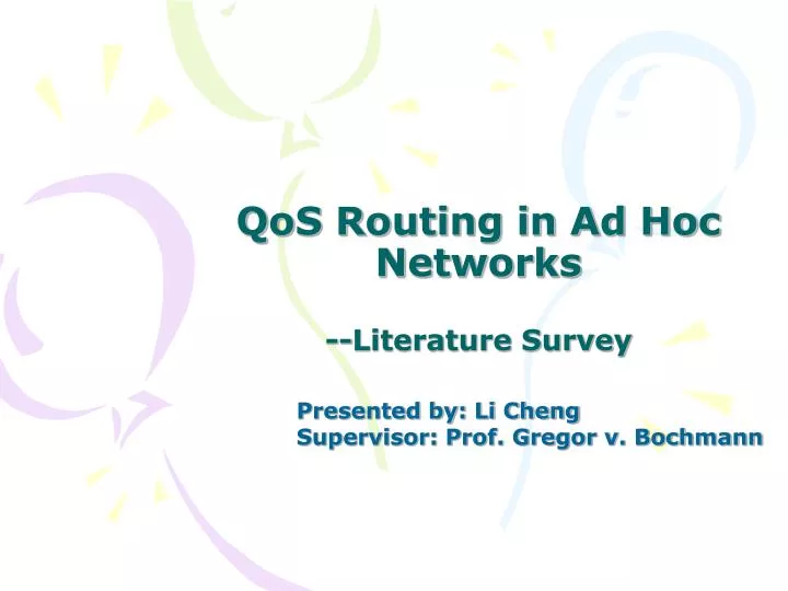 qos routing in ad hoc networks literature survey
