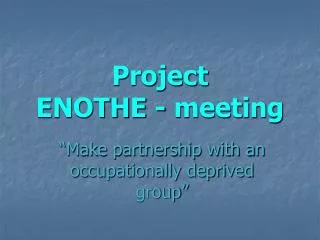 Project ENOTHE - meeting