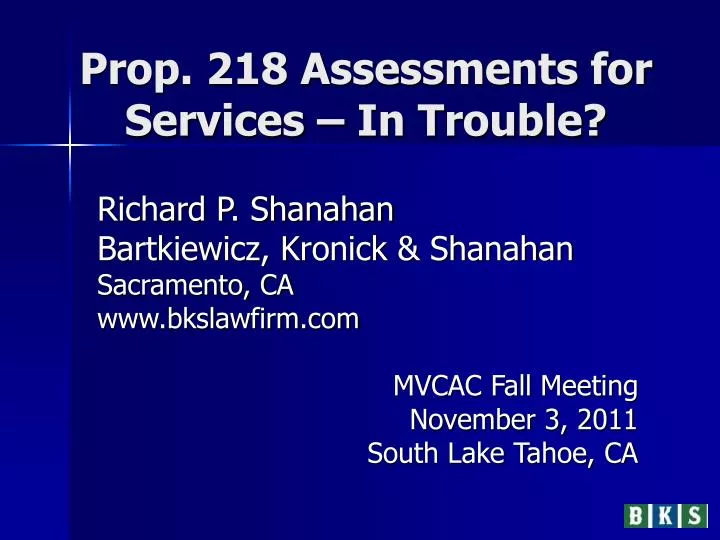 prop 218 assessments for services in trouble