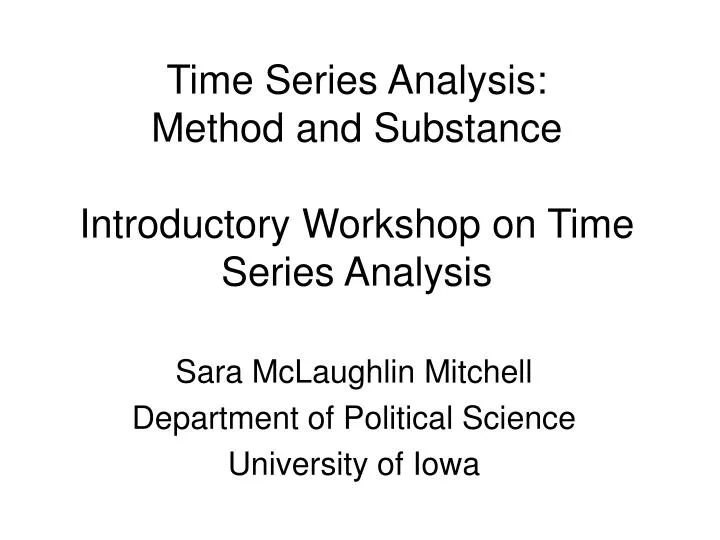 time series analysis method and substance introductory workshop on time series analysis