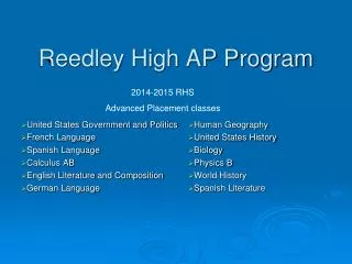 Reedley High AP Program