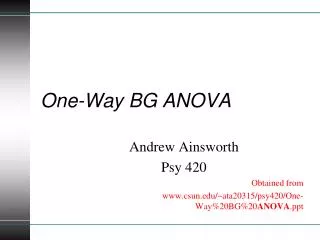 One-Way BG ANOVA