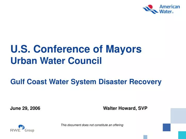 u s conference of mayors urban water council gulf coast water system disaster recovery