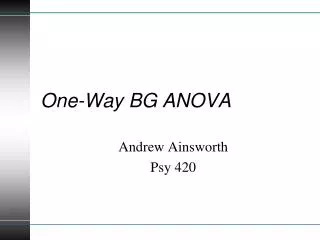 One-Way BG ANOVA