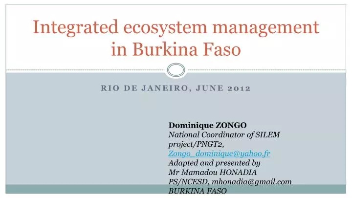 integrated ecosystem management in burkina faso