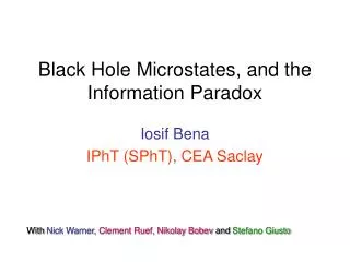 Black Hole Microstates, and the Information Paradox