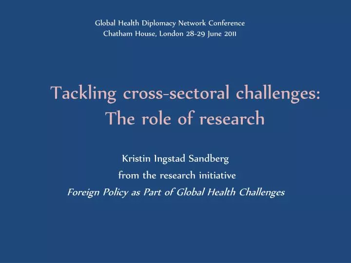 tackling cross sectoral challenges the role of research