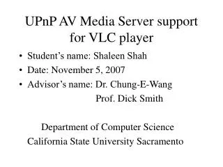 UPnP AV Media Server support for VLC player