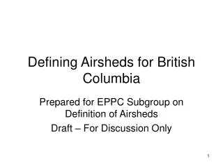 Defining Airsheds for British Columbia