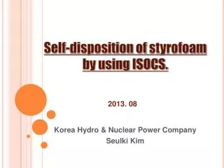 Korea Hydro &amp; Nuclear Power Company Seulki Kim