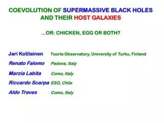 COEVOLUTION OF SUPERMASSIVE BLACK HOLES AND THEIR HOST GALAXIES ...OR: CHICKEN, EGG OR BOTH?