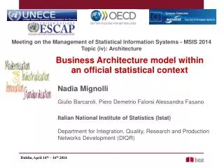 Business Architecture model within an official statistical context