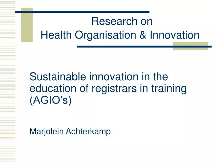research on health organisation innovation