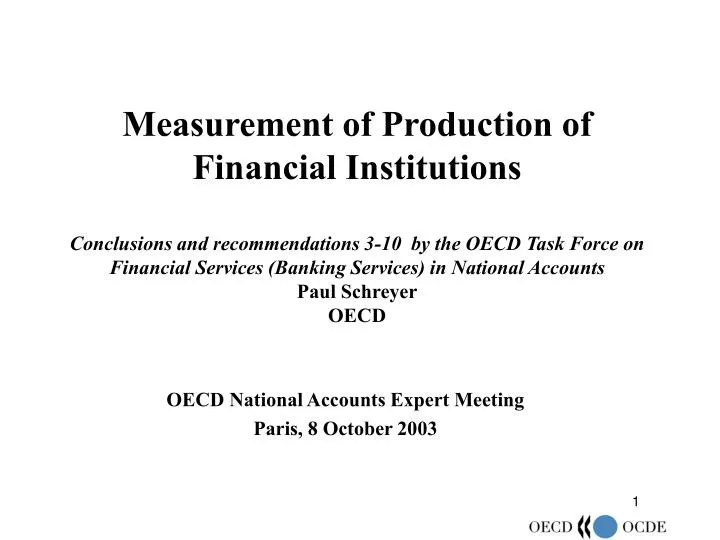 oecd national accounts expert meeting paris 8 october 2003