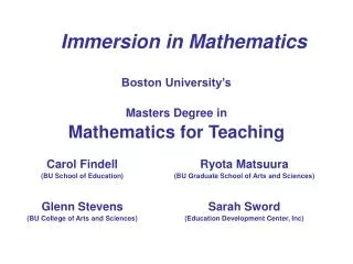 Immersion in Mathematics