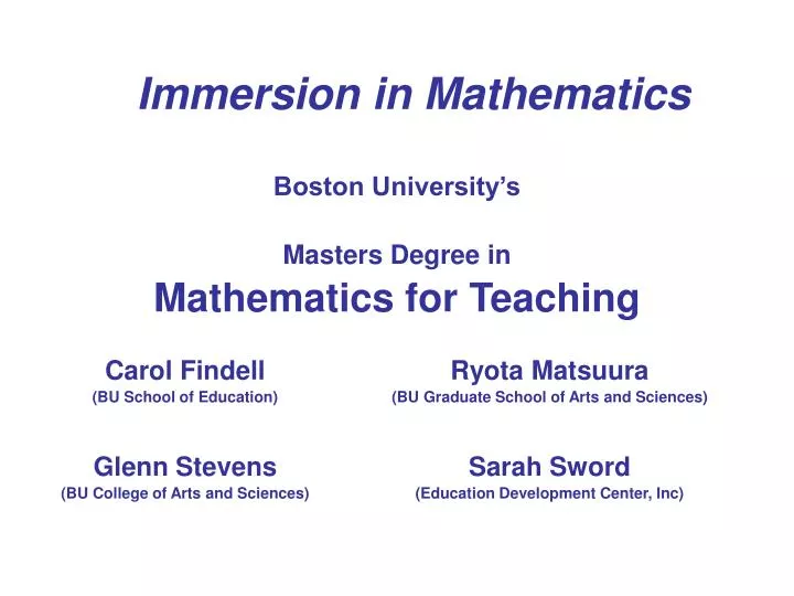 immersion in mathematics