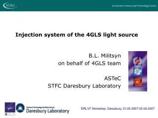 Injection system of the 4GLS light source