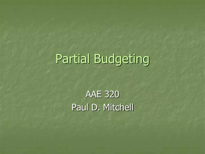 partial budgeting