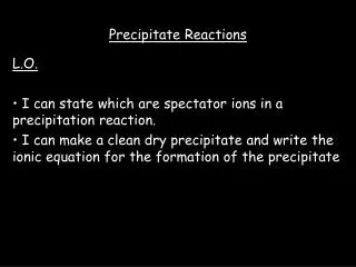 Precipitate Reactions